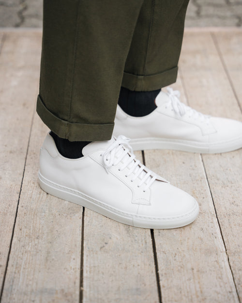 Men’s total-white leather artisanal Sneakers | Velasca