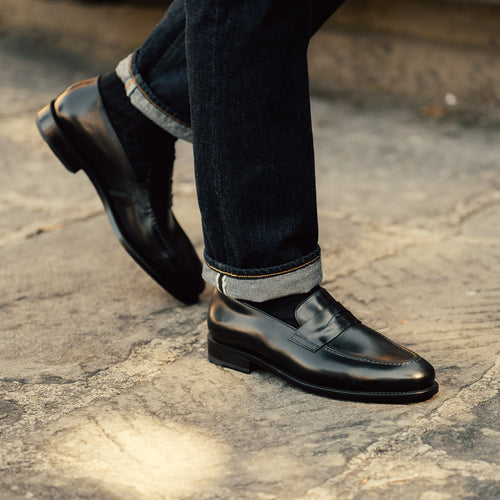 Velasca | Men’s black Tapered Loafers in cordovan leather