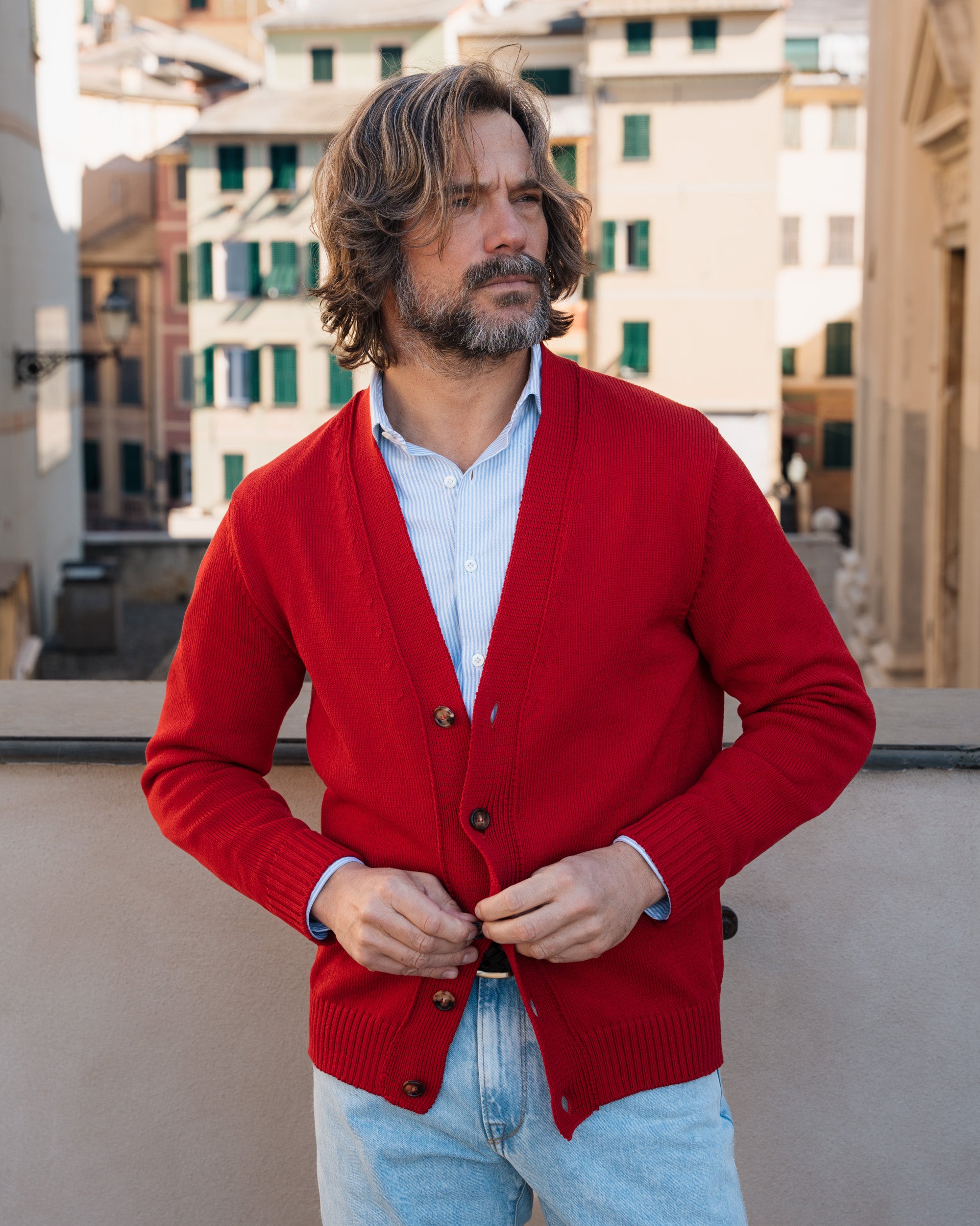 Red good cardigan