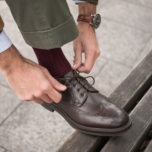 Men’s lace up brown leather Derby shoes | Velasca