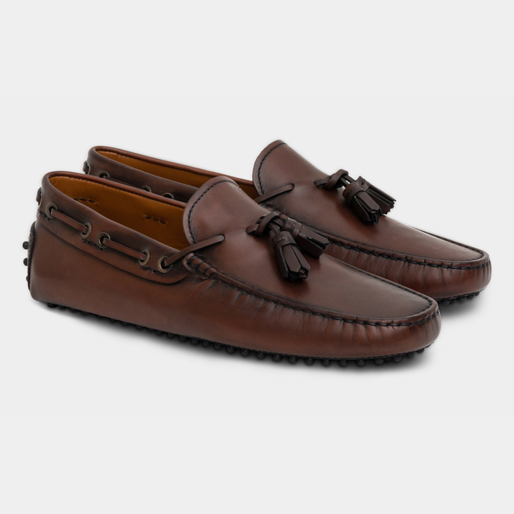 Pigottee | Men's brown leather Moccasins with Tassels | Velasca