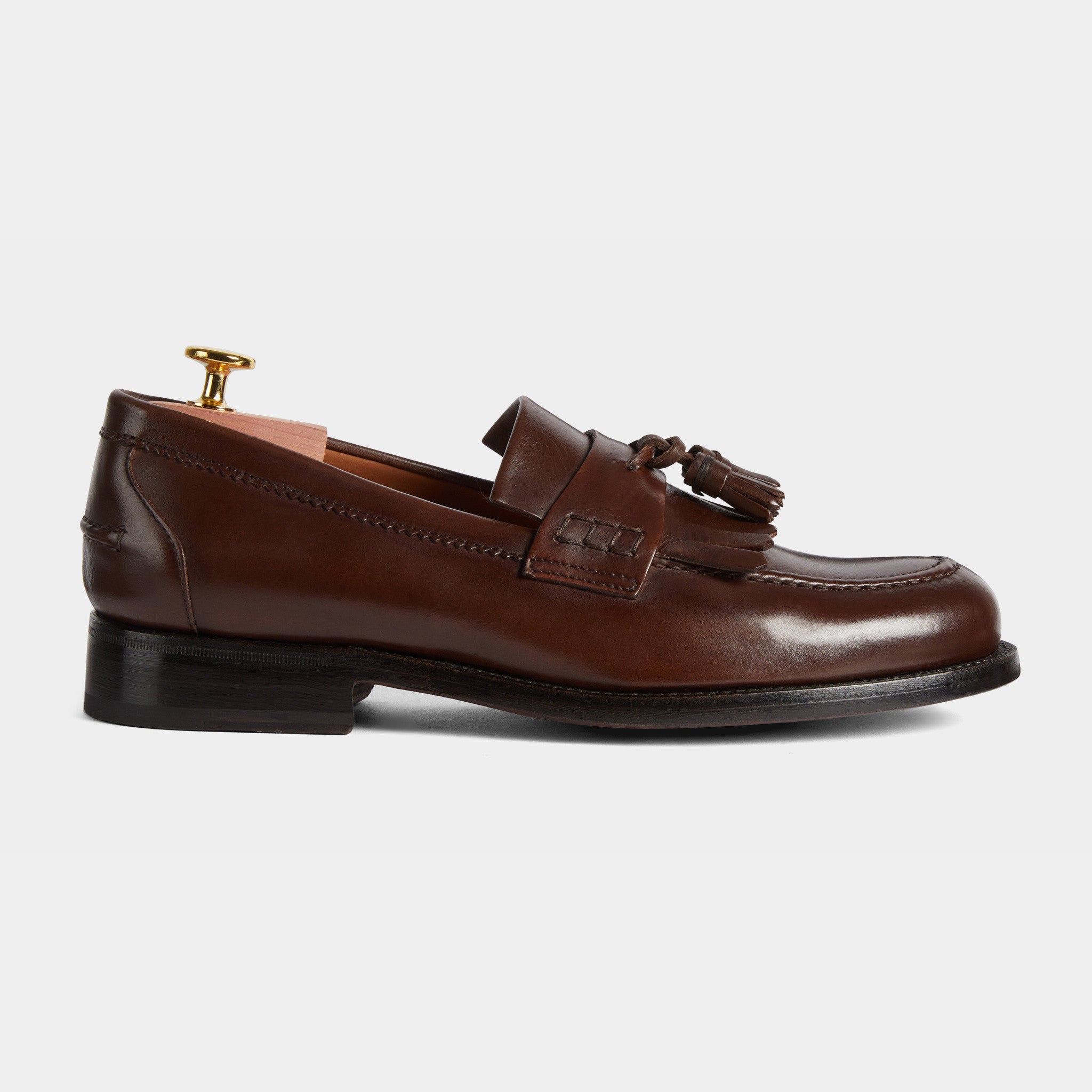 Men's brown leather Penny Loafers & Fringe | Velasca