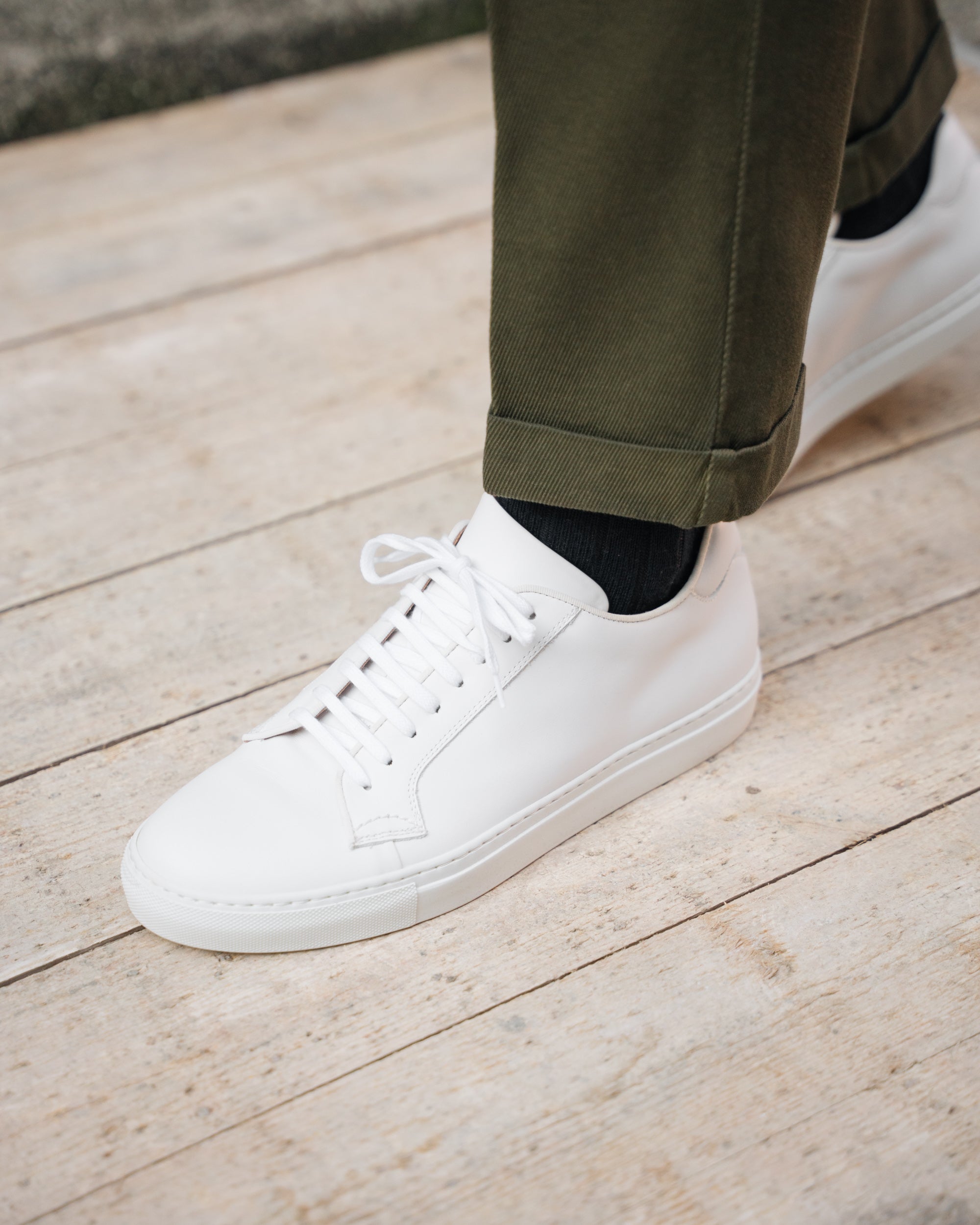 Men s total white leather artisanal Sneakers Velasca