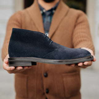 Men’s blue suede leather Ankle Boots | Velasca
