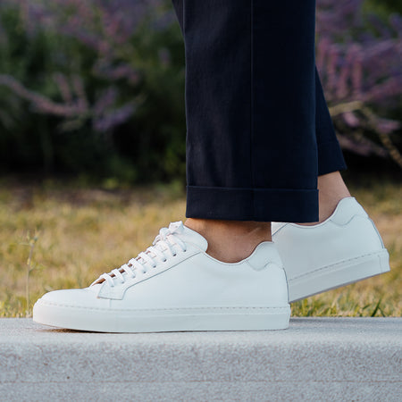 Men’s total-white leather artisanal Sneakers | Velasca