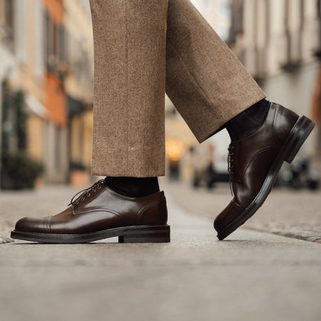 Men’s Lace Up Dark Brown Leather Derby Shoes 