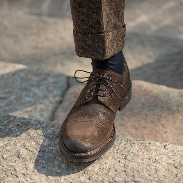 Men’s dark brown suede Derby shoes | Velasca