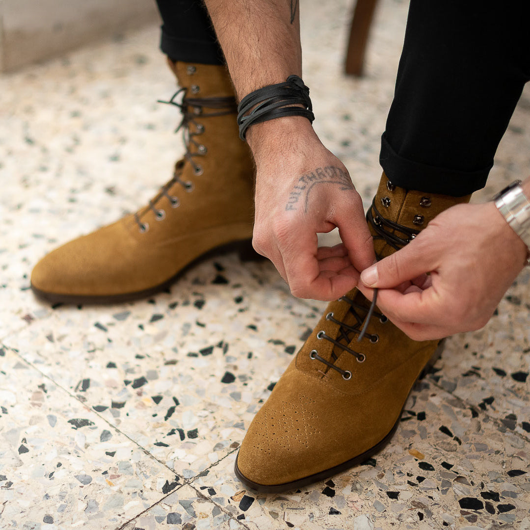 Men's high laced beige Boots | Anvil X Velasca