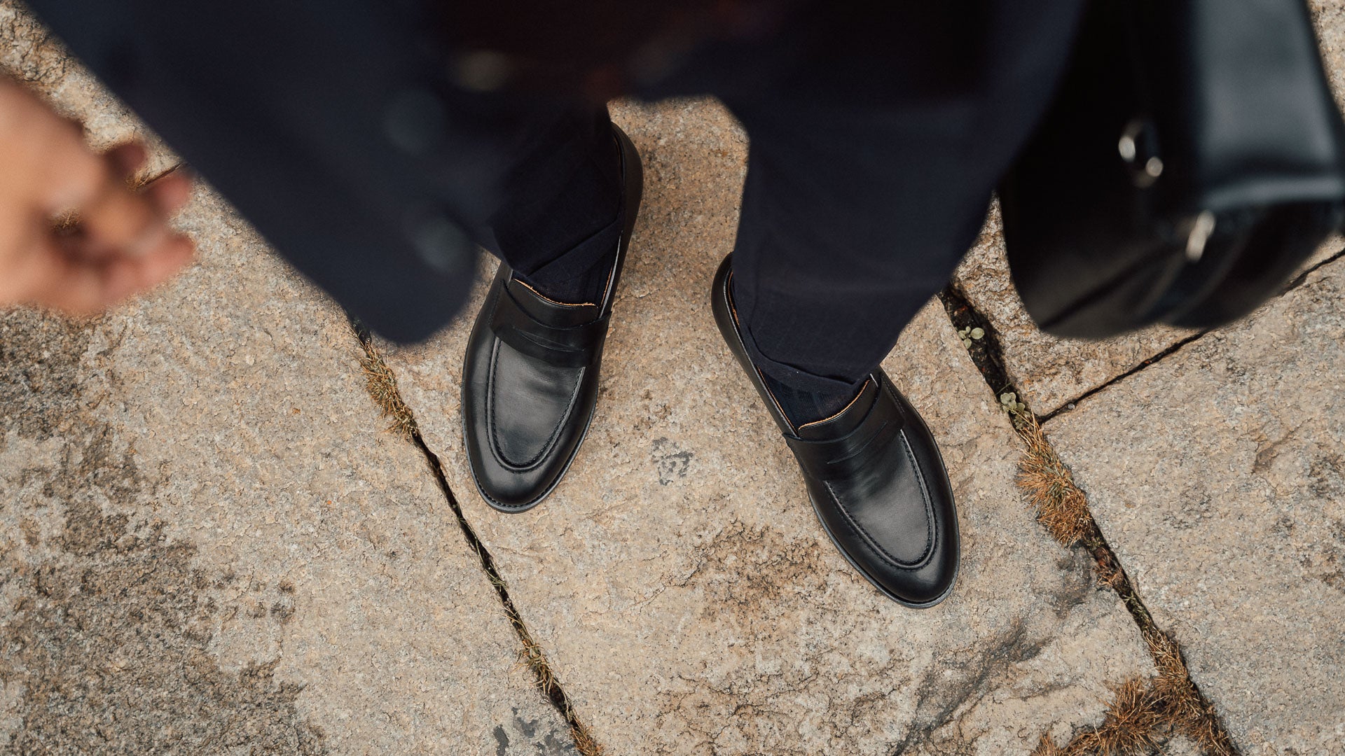 Men's black leather slip on Loafers | Velasca