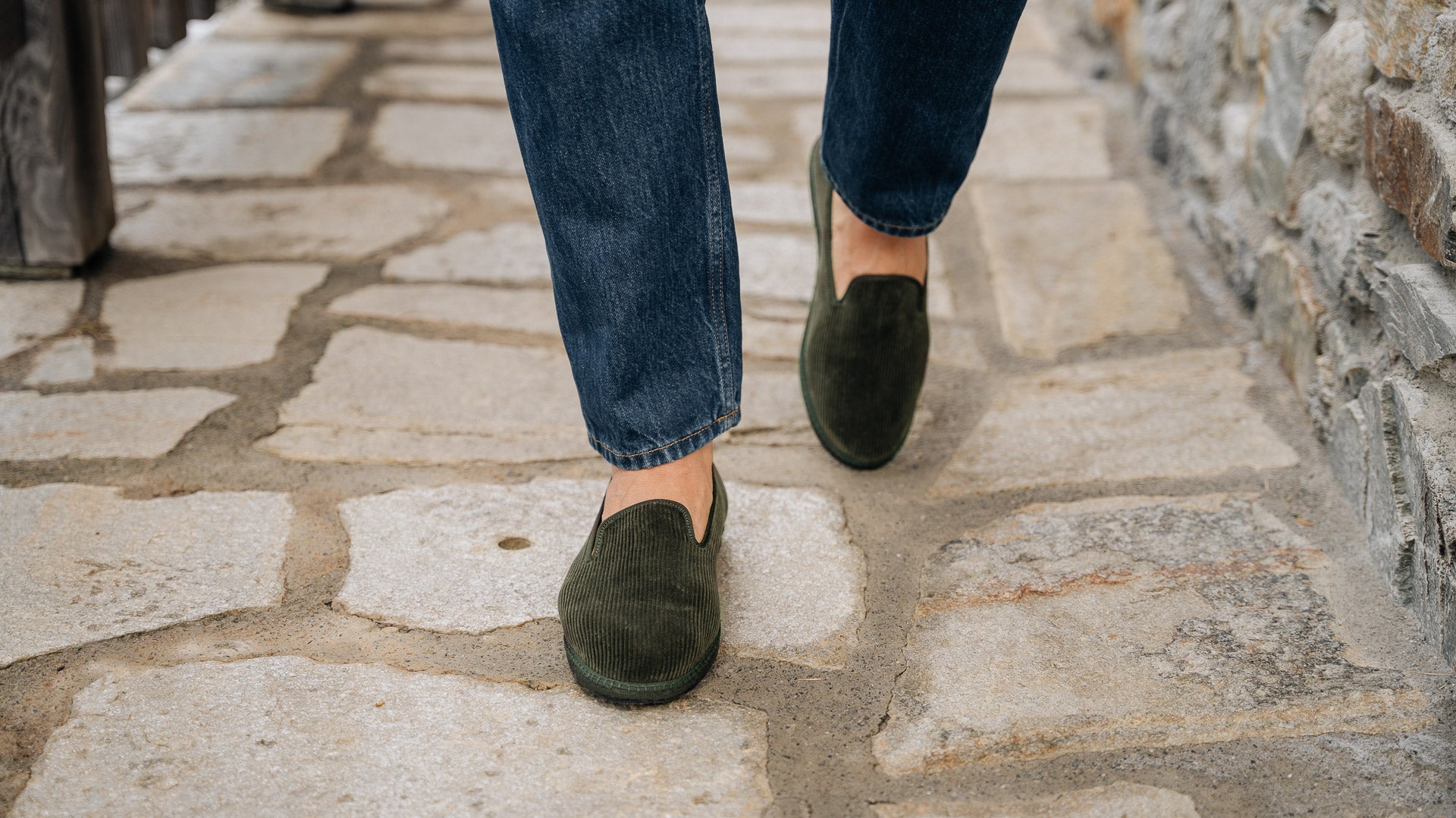 Men's Friulane shoes in green wool