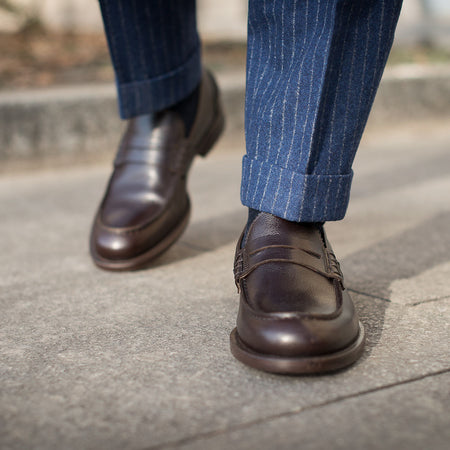 Men’s dark brown leather Penny Loafers | Velasca