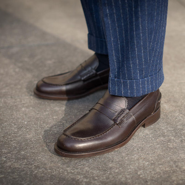 Men’s dark brown leather Penny Loafers | Velasca