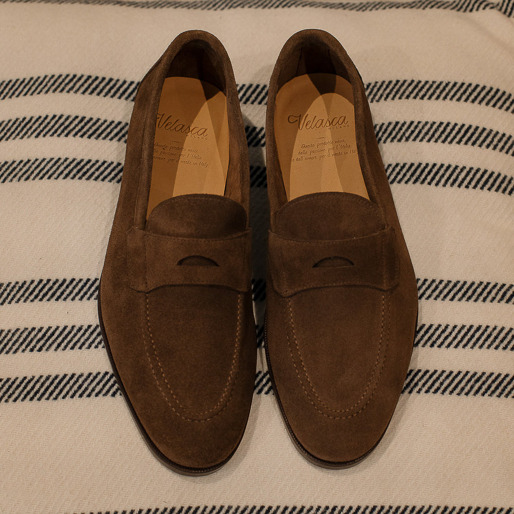 Tapered brown College Penny Loafers in leather for men | Velasca