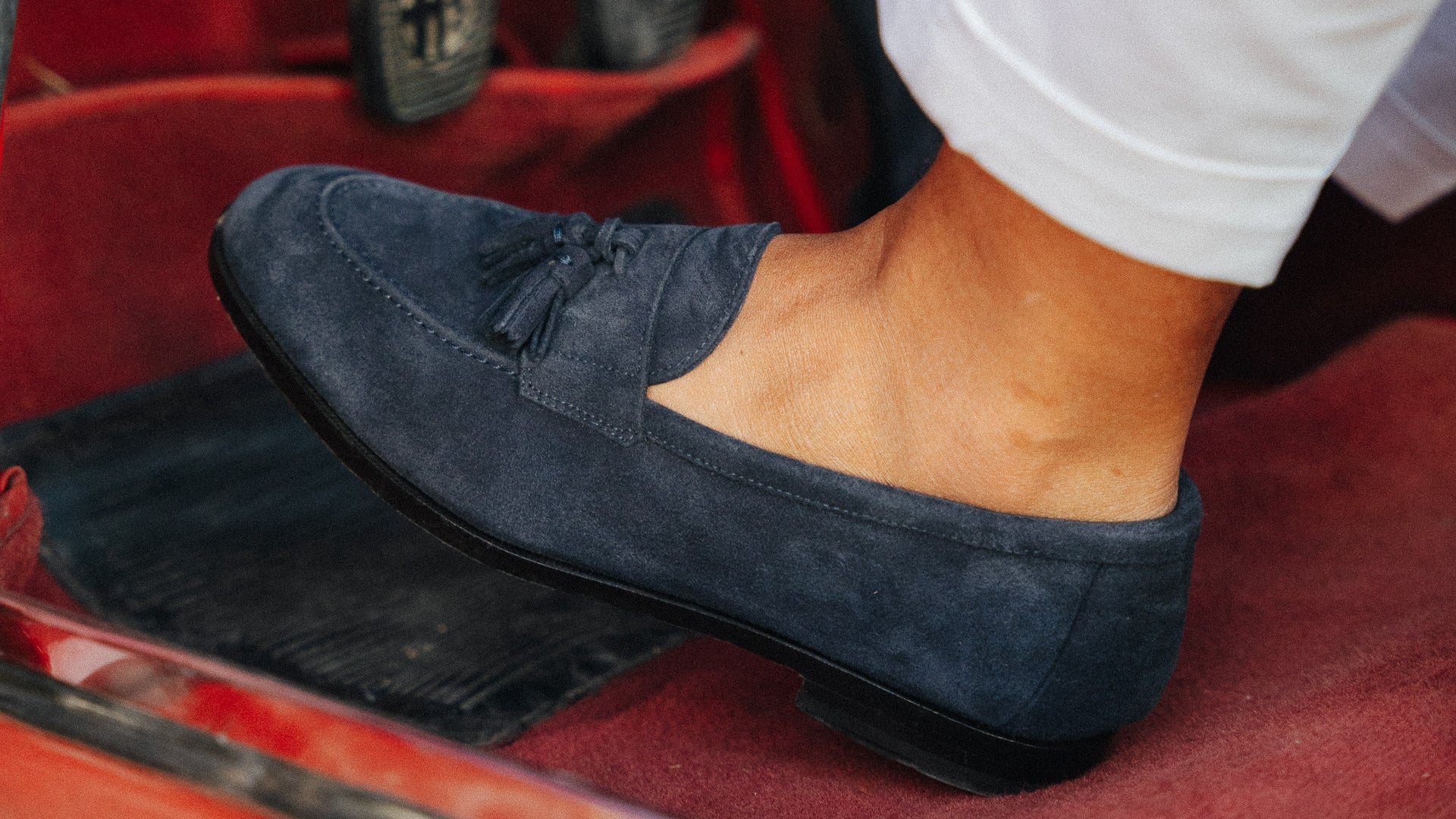 Tapered blu College Penny Loafers in leather for men