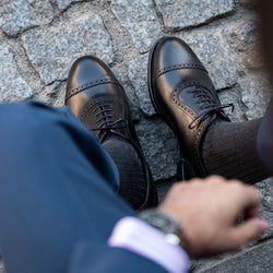 Semi-brogue men's black leather shoes | Fabio Attanasio for Velasca